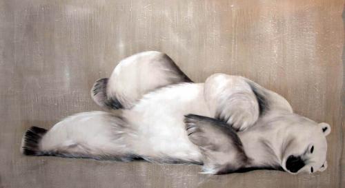  ours polaire blanc Thierry Bisch artiste peintre contemporain animaux tableau art décoration biodiversité conservation 